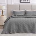 Love's cabin Twin Quilt Bedding Set Grey Bedspreads - Soft Bed Summer Lightweight Bedspread Comforter - Wave Pattern Bedding Coverlet for All Season - 2 Pieces (1 Quilt, 1 Pillow Sham) (Twin (68"x86"))