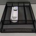 JANE EYRE Utensil Drawer Organizer, Cutlery Tray Silverware Flatware Storage Divider for Kitchen, Mesh Wire with Non-slip Foam Feet, 5 Component, Black