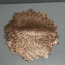 Snowkingdom Pack of 18 Gold Metallic Round Placemats Bulk Pressed Vinyl Leaf Dinning Kitchen Table Mats Decorations Setting for Christmas Wedding Thanksgiving Party Event Holiday Autumn Harvest