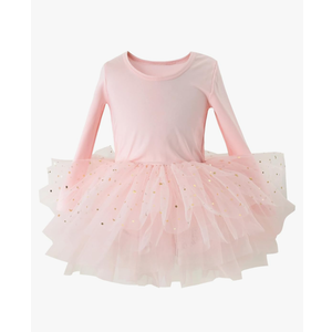 Toddler Girls Ballet Tutu Dresses Long Sleeve Sequin Tulle Ballerina Outfits Dance Leotards XS