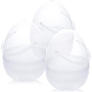 Clear Giant Easter Egg 10-Inch Set of 3 Plastic Fillable Plastic Eggs Extra Large Easter Egg Basket for DIY Easter Egg Hunting Supprise Egg