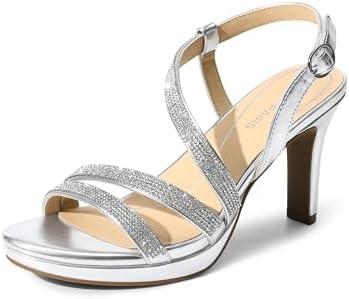 DREAM PAIRS Women's Platform Strappy Heels High Heeled Sandals Open Toe Comfortable Dressy Shoes with Adjustable Ankle Strap Size 8.5