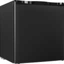 1.7 Cu.Ft Mini Fridge with Freezer, Single Reversible Door Compact Refrigerator, Adjustable Thermostat&Energy Saving Mini Fridge for Bedroom, Dorm, Office, Low Noise, Black