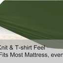 Soft Stretch Twin Fitted Sheet Only - Jersey Knit & Cozy T-Shirt Like, 4-Way Stretchy Snug Fit & Wrinkle Free, No More Slipping Mattress Sheets - Dark Olive Green, Twin