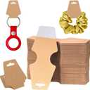 200 Pieces Keychain Display Cards with Adhesive Necklace Bracelet Jewelry Hanging Blank Kraft Paper Packaging Tags, Free Size
