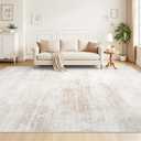Tosuoka Area Rugs 9x12 Living Room, Washable Abstract Large Rug Beige