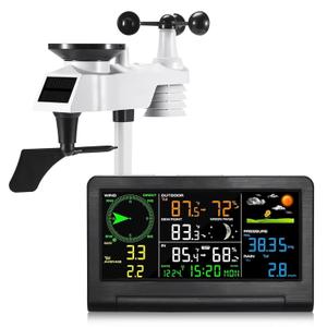 Gevanti Weather Station Wireless Indoor Outdoor with 9-in-1 Sensor & LCD Display, Weather Station with Rain Gauge and Wind Speed/Direction, Moon Phase, Forecast, Temperature, Pressure, Humidity, Alarm