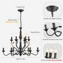 Ganeed Black Farmhouse Chandeliers for Dining Room, 12-Light Rustic Industrial Pendant Hanging Lighting Fixture, Modern Candle Chandelier for Kitchen Island Living Room Entryway