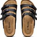 Torotto Boys Girls Sandals with Cork Footbed Adjustable Buckle Casual Slides Sandals Open Toes Flat for Kids Toddler (11.5 Toddler, Lhj441/Black)