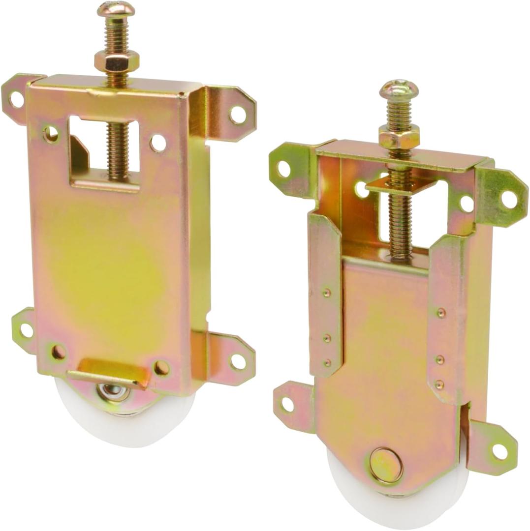 Sliding Mirror Closet Door Rollers Replacement Hardware Fits Contractors Part #W8020C Wardrobe Doors Wheels, 2-1/2" Vertical H.C., 1-1/2" Nylon Concaved Ball Bearing Wheel, 2 Pack