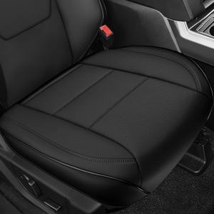 2Pcs Truck Seat Cover Bottom Fit for Chevy Silverado, Ford F150 F250 F350, GMC Sierra, Ram 1500 2500 3500, Dodge,Tundra, Premium Faux Leather Trucks Pickup Front Driver Seat Covers(Black) (Parallel Line)