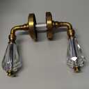 1 Pack Antique Brass Glass Door Lever Passage Crystal Door Levers Door Lever Interior Door Handle for Hall and Closet,Zinc Alloy