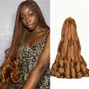 French Curl Braiding Hair 20 Inch 5 Packs Loose Wavy Braiding Hair Pre Stretched Synthetic Crochet Hair Extensions for Black Women (20 Inch 5 Packs, 30#)