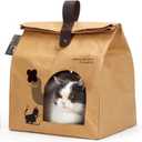 Washable Kraft Paper Cat House with 2PCS Scratching Pads Large Cat Scratching Board & Cat Scratcher Condo for Indoor Cats