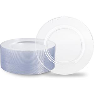 N9R 100PCS Clear Plastic Plates, 10.25 inch Clear Disposable Dinner Plate, Heavy Duty Plates for Party, Wedding, Birthday and Events
