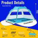 Beach Tent Sun Shelter Pop Up Easy Setup in 3S Instant Tents for 4/5 Person Beach Umbrella Sun Shelter Shade, UV 50+ Protection, Wind Resistant, Lightweight Portable Baby Tents Shade for Family