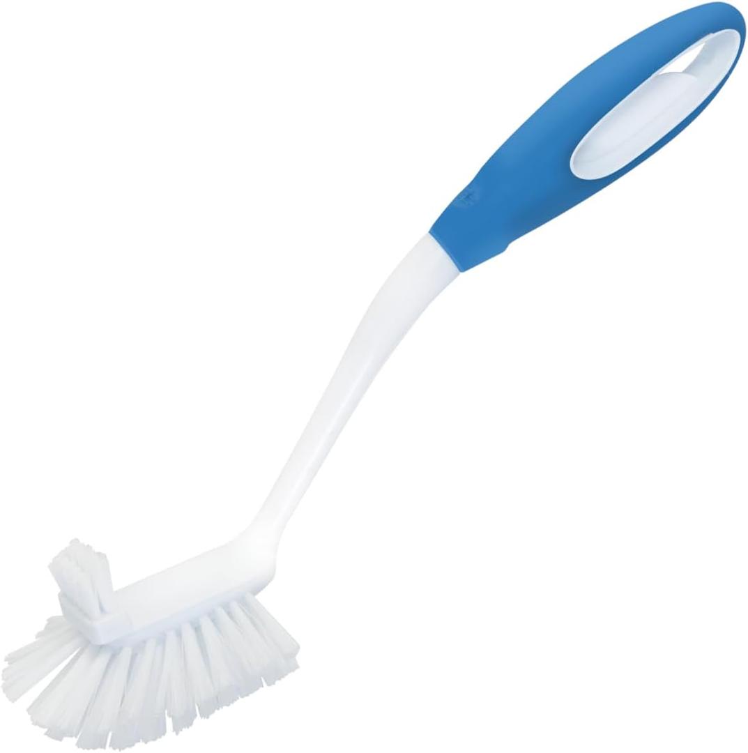 LOLA Pro Utility All Purpose Kitchen Cleaning Brush, Durable Bristles, Comfort Ergonomic Rubber Non-Slip Grip, Built-in Food Scraper, 1 Pack