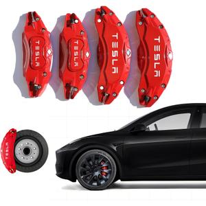 Caliper Covers for Compatible with for Tesla Model Y Accessories, 2020-2024 19 20 Inch Wheel Hub Front and Rear Brake Caliper Covers - Red Front and Rear Brake Not for Model 3 (Model Y 2020-2024)