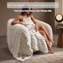 Cream Double Side Faux Fur Throw Blanket,Cozy Soft Fuzzy Fluffy Faux Rabbit Fur Blanket for Couch, Bed, Sofa,Room Decor-Antique Ivory,90x90 inch