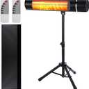 Electric Patio Heater Outdoor 1500W Carbon Infrared Heater with Remote Timer 3 Heat Levels IPX4 Waterproof Tripod Stand Ceiling Wall Mount for Backyard Restaurant Garage