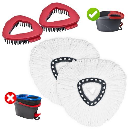 Mop Heads Replacements for Ocedar, Mop Replace Head for O Cedar, Mop Heads for O Cedar, Mop Replace Head for Cedar, Mop Heads for O Cedar Spin Mop Include 2 Pack Mop Refills & 2 Pack Scrubber Mop Head