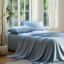 DOZ Sheet Set, 100% Viscose derived from Bamboo, Organically Grown, Buttery Soft, Cooling Sheets, High GSM, Deep Pockets - 3 Piece - 2 Pillowcases 1 Fitted Sheet (Sky, King)