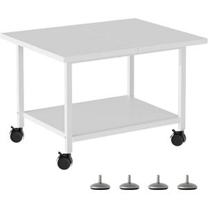 Printer Stand with Storage Under Desk Shelf, Desktop Printer Stand Organizer, Rolling Printer Cart Storage Paper Files Holder for Desk, Office, Home, (White)