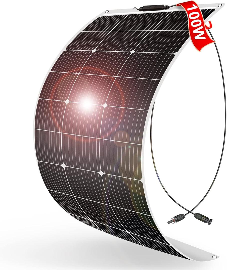 DOKIO 100W 18V Flexible Solar Panel for 12V Systems, ETFE, MC4