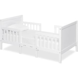 Dream On Me Hudson 3-in-1 Convertible Toddler Bed, 4 Safety Guard Rails, Low-to-Floor Design, Greenguard Gold & BSA Certified, Solid New Zealand Pinewood, Converts to Chairs & Table White, 57x29x28 Inch