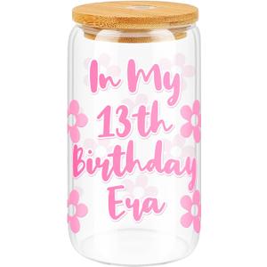 13Th Glass Cup Birthday Gifts For Girls,13 Year Old Girl Gifts,13th Birthday Gift Ideas, Best Presents For 13 Year Old Teen Girls