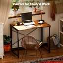 Huuger Folding Desk for Small Spaces, 31.5 Inch Foldable Computer Table, for Home Office, Study, Bedroom, Dorm, Space Saving, Small Writing Work Office Computer Desk, Easy to Fold, Rustic Brown