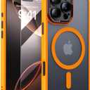 JUESHITUO for iPhone 16 Pro Max Case with 1X Screen Protector, [Tailored for MagSafe] [Mil-Grade Shockproof Defense] with Integrated Lens Protection Translucent Case for iPhone 16 Pro Max, Orange