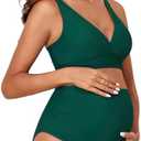 American Trends Maternity Swimsuit High Waisted Bikini Set Two Piece Pregnancy Bathing Suit Swimwear Swimming Suit, Size Large