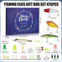 Fishing Advent Calendar 2025 for Adult Men Teen Boys Christmas Countdown 24 Day Fishing Lures Set 475 Pcs Gear and Equipment Set Christmas Surprise Gifts for Dad Men Stocking Stuffers