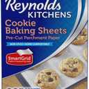 Reynolds Kitchens Cookie Baking Sheets, Pre-Cut Baking Parchment Paper Sheets for Cookies, Oven-Safe up to 425 Degrees, Reusable Up to 3X, No-Mess Cleanup, 12 in x 16 in, 22 Count