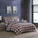 Nautica - Twin Quilt Set, Super Soft Reversible Bedding with Matching Sham, Plaid Home Decor (Rosedale Red, Twin)