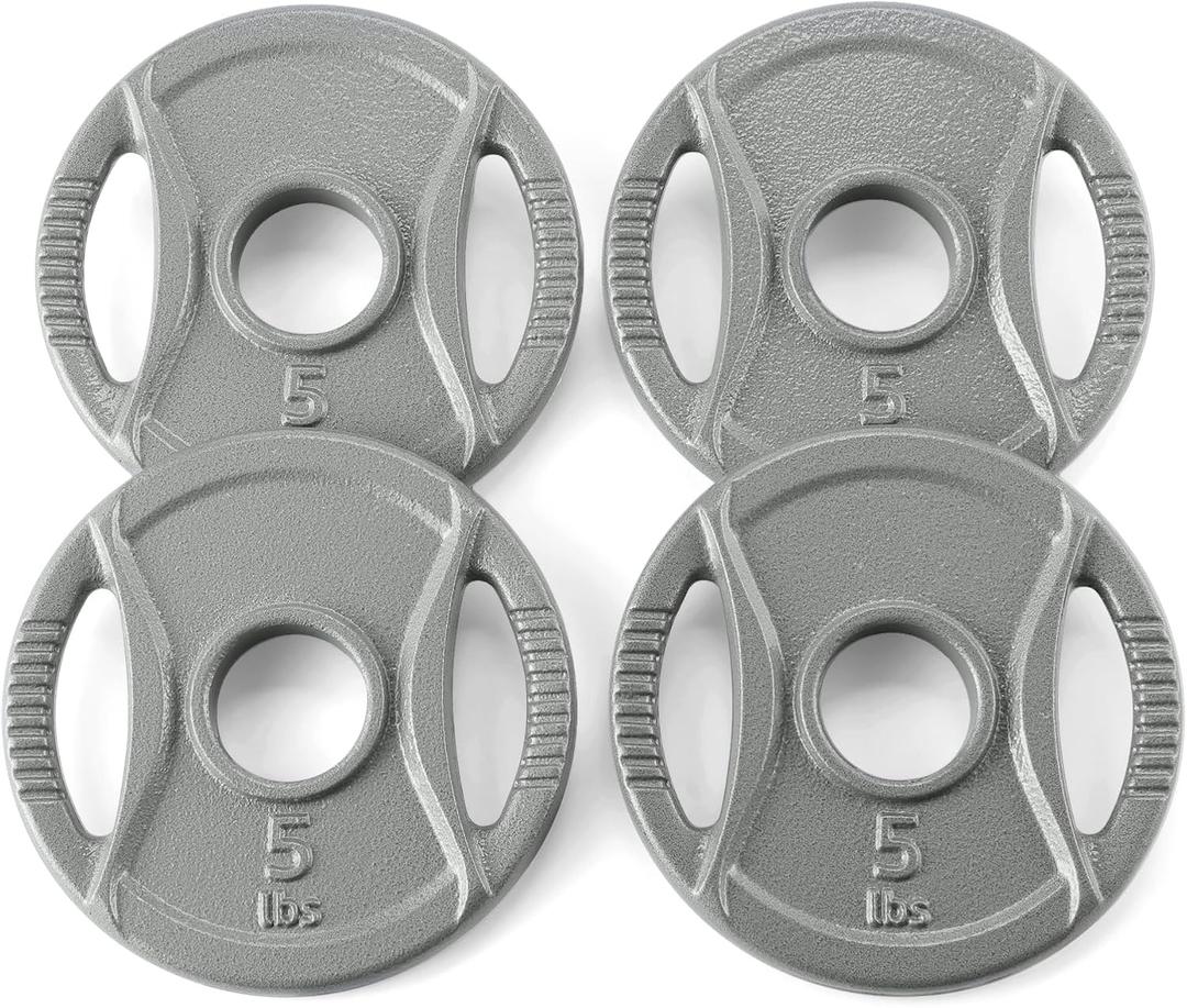 Amazon Basics 2-Inch Olympic Cast Iron Grip Weight Plates, Size: 5 lb, 4pc, 2"