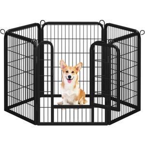 Yaheetech Dog Playpen Outdoor, 32 inch 6 Panels Dog Pen Indoor Heavy Duty Puppy Exercise Pen Metal Pet Fence for RV Camping/Yard/Garden (32")