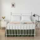 Tufted Dot Bed Skirt Queen Size Ruffled Bed Skirt with Split Corners, 18 Inch Drop Dust Ruffle Bed Skirts with Platform, Olive Green