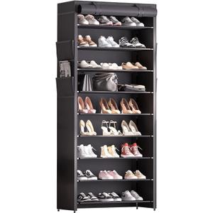 Shoe Rack with Covers - 9 Tiers Tall Shoe Rack Organizer Large Capacity Shoe Shelf Lightweight, and Space-Saving Shoe Rack is Perfect for Storing Shoes in Garages, Hallways, and Balconies