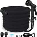 Garden Hose, 2025 Upgraded Non-Expanding Water Hose Sturdy & Lightweight 3/4 Hose, No-Kink, Tough & Flexible Water Pipe, Crush-Proof for Yard, Lawn, Outdoor, Car Wash (Black, 50FT)