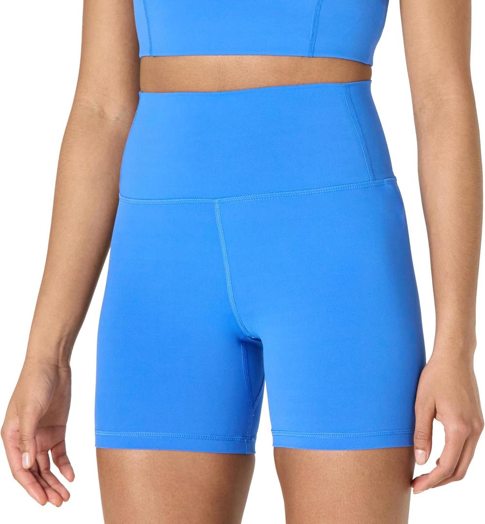 Amazon Essentials Women's Active FormFlex Buttery Soft High Waist Yoga Biker Shorts (Ocean Blue)