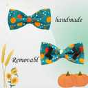 Dog Collar Autumn Pumpkin Print Pet Collar Fall Soft Cute Puppy Collar with Bow Tie Adjustable Metal Buckle Collar Gift for Medium Dogs (Medium (Pack of 1))