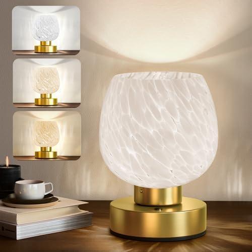 JACKYLED Cordless Touch Lamps for Nightstand with 3 Color Modes & Smooth Dimming, Rechargeable Decor Table Bedside Lamp, Small Desk Lamp for Bedroom, Living Room, Dining Table,Small Spaces,Gifts