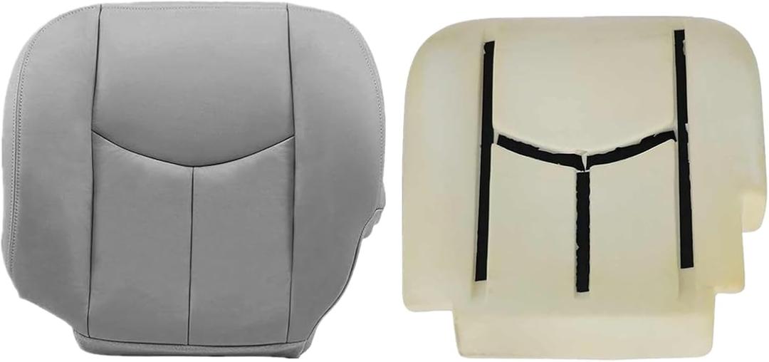 SecosAutoparts Driver Bottom and Foam Cushion Leather Seat Cover Light Gray # 922 Compatible with Chevy GMC Tahoe Suburban Avalanche Yukon Silverado Sierra 2003 2004 2005 2006 SecosAutoparts Driver Bottom and Foam Cushion Leather Seat Cover Light Gray # 922 Compatible with Chevy GMC Tahoe Suburban Avalanche Yukon Silverado Sierra 2003 2004 2005 2006