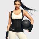 Junlan Sauna Suit for Women Waist Trainer Vest for Women Sweat Tank Top Shaper for Women with Zipper, L