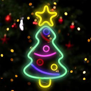 Christmas Tree Neon Light Signs Xmas Trees LED Sign Festival LED Xmas Wall Decorative Light USB Powered for Bedroom Kids' Room Birthday Party Bar Wedding Christmas (15.7 inch)