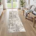 UERMEI 2X6 Washable Runner Rug for Hallway: Soft Neutral Modern Abstract Area Rug - Non-Slip Low Pile Long Throw Indoor Carpet for Kitchen Entryway Kitchen Bedroom Laundry Bathroom - Brown Grey