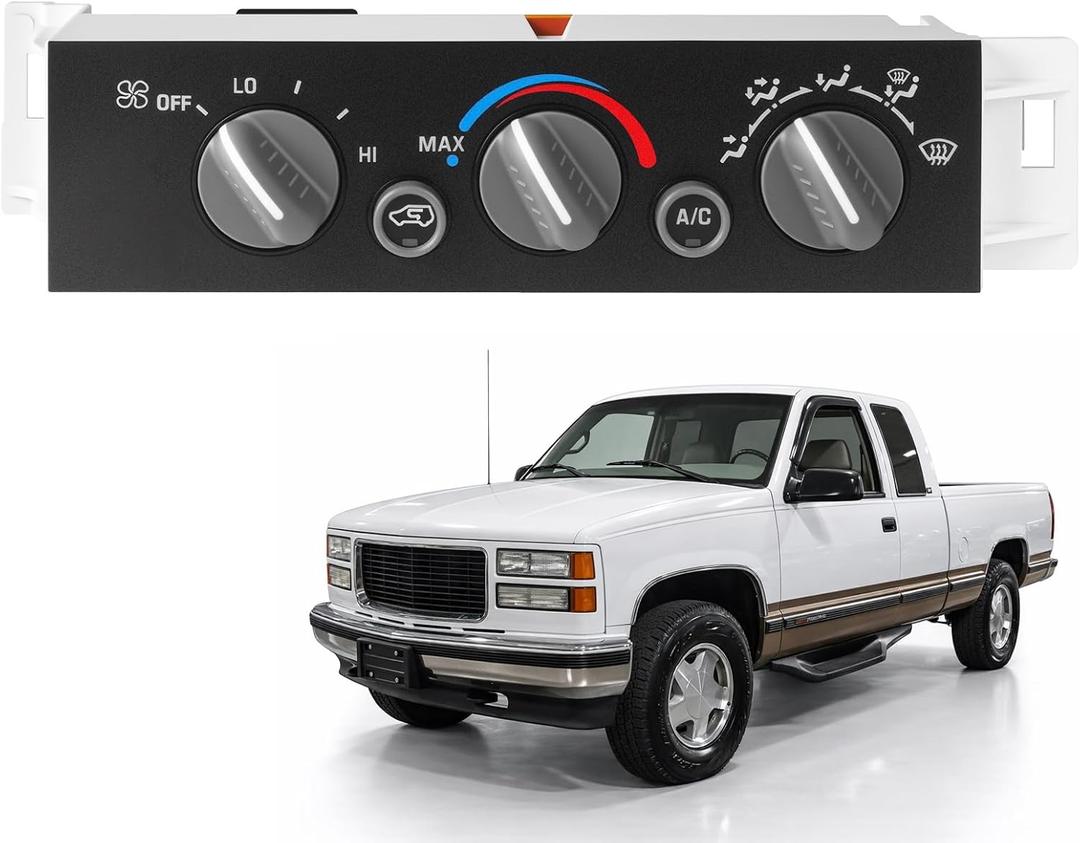 A/C Heater Control Panel for 1996-2000 Chevy GMC C1500 C2500 C3500 K1500 K2500 K3500 Tahoe Yukon, Cadillac Escalade, Climate Control Module Without Rear Window Defogger, Replace 599-007