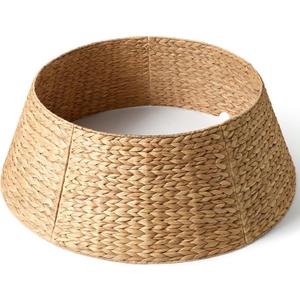 36in Large Christmas Tree Collar - Woven Hyacinth Tree Collars for Artificial Trees - Rattan Rustic Farmhouse Basket for Tree Base Cover with Cord Cut-Out for 7.5ft 9ft 10ft Tree (Natural)